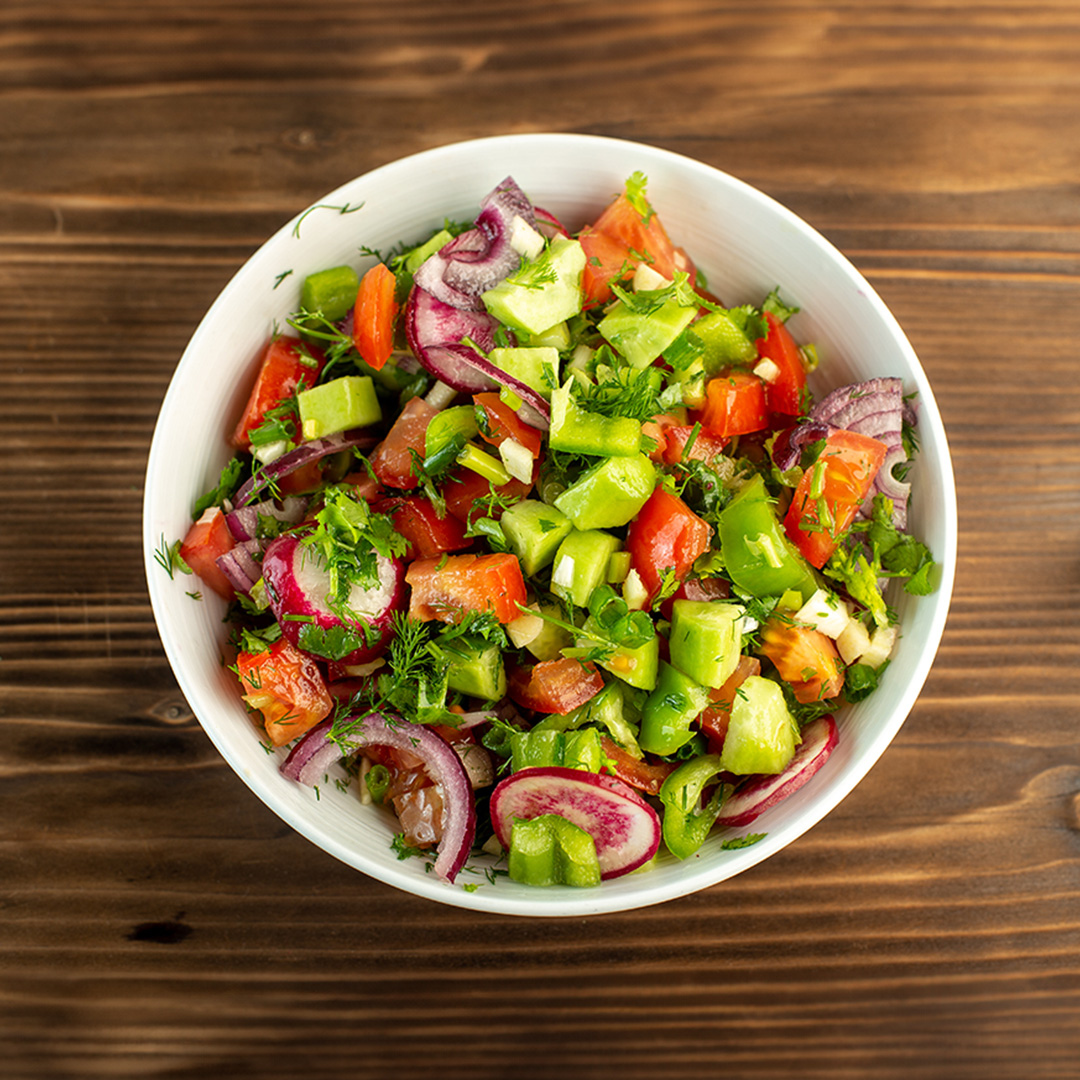 Lunch salad Mix ( Onion + cucumber + tomato )